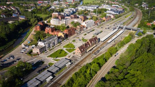 Luchtbeeld stationsomgeving Diest